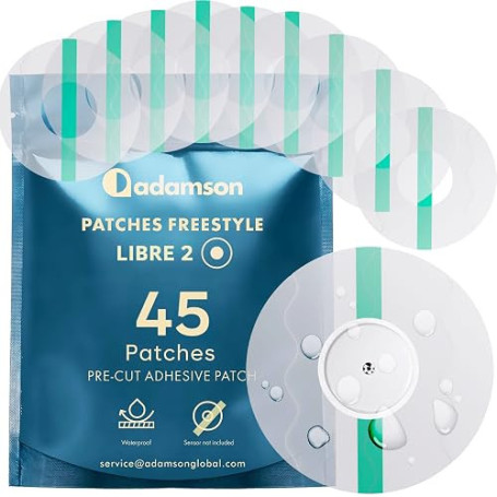 Protection Capteur Diabete - 45 x Patch Freestyle Libre 2 - Transparent, Durable, Sans Colle au Centre, Non Irritant, Facile à A