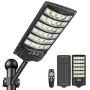 PEAKRO Lampadaire Solaire Exterieur, Projecteur LED Solaire avec Détecteur de Mouvement, IP67 Étanche Puissant Lampadaire de Ext