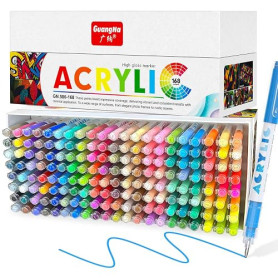 Guangna Crayons Gel Acrylique 168 Couleurs, Stylos Pour Journaling, Livres De Coloriage, Calligraphie, Prise De Notes Et Bricola