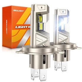 SEALIGHT H4 LED 52000LM 6500K Blanc Froid, Ampoules LED H4 de Phare Voiture et Moto, 1:1 Taille Halogène, 80000+ Heures de Durée