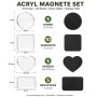 Lot de 25 aimants photo transparents en acrylique avec dos adhésif et plaque magnétique, aimants à personnaliser soi-même pour t