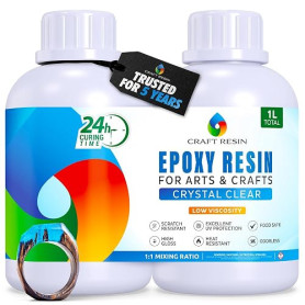 CRAFT RESIN 1L Epoxy Resine – Kit Resine Epoxy Transparente pour Bois, Art, Bijoux, Dessous de Verre – Résine Epoxy Complet Alim