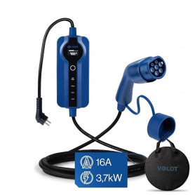 Câble de Charge VOLDT Type 2 Schuko 3,7 KW + APP, monophasé, 8A - 16A, Chargeur EV réglable avec Affichage numérique contrôlable