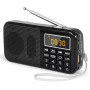 PRUNUS J-725 Poste Radio FM Portable Numérique Rechargeable 3000 mAh | Radio Réveil FM avec Batterie 3000 mAh, Horloge, Éclairag