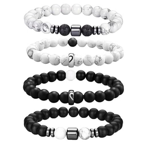 ZENGSING Bracelet de perles pour hommes ensemble de bracelets de perles en pierre naturelle de 8MM Bracelet Pierre Naturelle Hom