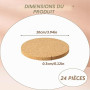 24 Pcs Dessous de Plat en Liège, 0.3 * 10cm Dessous de Verres Ronds en Liege Protecteurs de Vaisselle, sous-Verres Ronds Poele P