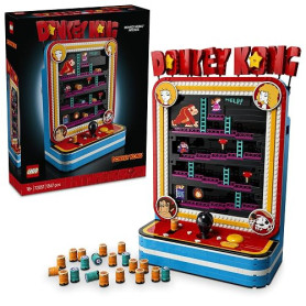 LEGO Donkey Kong Jeu d'Arcade Donkey Kong - Set pour Adulte - Maquette 3D Interactive - Joystick & Tonneaux - Décoration Intérie