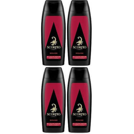 Scorpio - Gel Douche Corps Homme - Collection Rouge - Flacon 250 ml (Lot de 4)