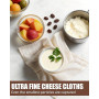 Huglux 4 PCS Etamine Alimentaire, 50 x 50 cm 100% Coton Naturel non Blanchi | Cheese Cloth Ourlé, Lavable Réutilisable Mousselin