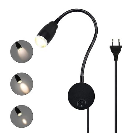 JZCDR Zoomable Lampe de Lecture Murale, Liseuse LED Tete de Lit avec Interrupteur, Lampe à Col de Cygne Rotative Flexible de 28C