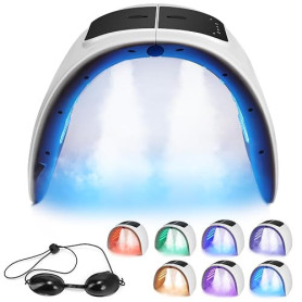 Masque LED Visage 7 Couleurs: Pliable Masque Luminothérapie Visage avec Fonction Spray - Masque Facial LED Pour Anti-âge Rajeuni