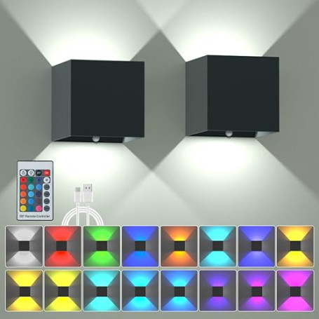 SURPALIG SUPALIG Applique Murale RGB, 16 colors LED lighting for room decoration, Lampe Murale LED Rechargeable avec Télécommand
