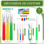 Ensemble De 16 Découseurs, 6 Decoud Vite Découseurs De Points Découseur | Découseur Fil Couture, avec Enfile-Aiguille, Ciseaux,