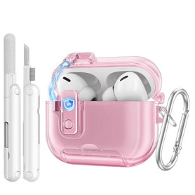 TiMOVO Coque pour AirPods Pro 3 (2025) avec Verrouillage Sécurisé, Rose | Anti-Taches, Étui Transparente pour Apple AirPods Pro