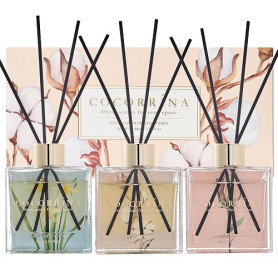 COCORRÍNA Diffuseur Parfum Maison, 3 x 90ml avec 24 Diffuseur Bâtonnets Diffuseur de Parfum, Decoration pour Chambre, Salon, Sal
