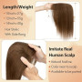 S-noilite Cheveux Topper avec Frange, 27g Sans Frange Cheveux Naturels Topper, Clip in Chevelure Humains pour Femmes, 3 Clips In