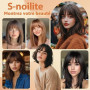 S-noilite Cheveux Topper avec Frange, 27g Sans Frange Cheveux Naturels Topper, Clip in Chevelure Humains pour Femmes, 3 Clips In