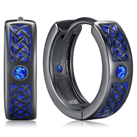 Boucles d'oreilles pour hommes Créoles Viking Hommes Noir Celtes Viking Bijoux d'oreilles Bijoux nordiques pour femmes