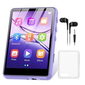 Lecteur MP3 128GB Bluetooth 5.3, ZAQE 2.4" Plein écran Tactile Lecteur MP3 Portable,Haut-parleurs Haute définition intégrés, Rad
