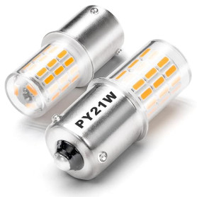 PY21W BAU15S ampoules LED Ambre, Super Flashing Clignotant, 250LM, 2Pièces | Canbus Sans Erreur, 12V-24V 7507 ampoules LED pour