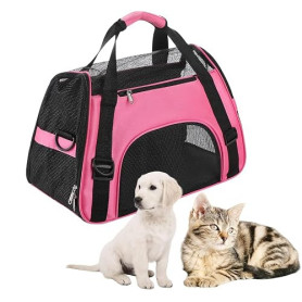 Sac de Transport Chien Chat en Oxford Sac à Main des Animaux de Compagnie par Avion et Voiture Respirant Lavable et Pliable pour