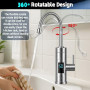 Robinet avec Chauffe-eau Instantané, 3000W Inoxydable Chauffe-eau Electrique, 360° Affichage de la Température LED, Chauffe-eau