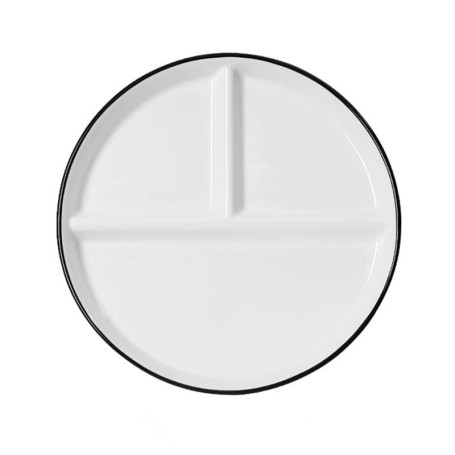 OnePine Assiette Compartiment Adulte en Céramique, Divisée en 3 pour Controle des Portions, Régime, Salade, Dessert, Nouille, Bi