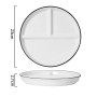 OnePine Assiette Compartiment Adulte en Céramique, Divisée en 3 pour Controle des Portions, Régime, Salade, Dessert, Nouille, Bi