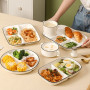 OnePine Assiette Compartiment Adulte en Céramique, Divisée en 3 pour Controle des Portions, Régime, Salade, Dessert, Nouille, Bi