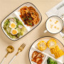 OnePine Assiette Compartiment Adulte en Céramique, Divisée en 3 pour Controle des Portions, Régime, Salade, Dessert, Nouille, Bi