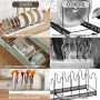 Magheo 2 Pièces Rangement Casserole Cuisine, Extensible Range Couvercle avec 9 Séparateurs Réglables, 32-57CM Porte Support Couv