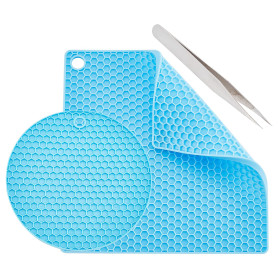 GORGECRAFT 2 Styles Silicone Doming Mat Rond Carré Résine Doming Tapis Résistant à la Chaleur Synthétique Caoutchouc Nid d'abeil