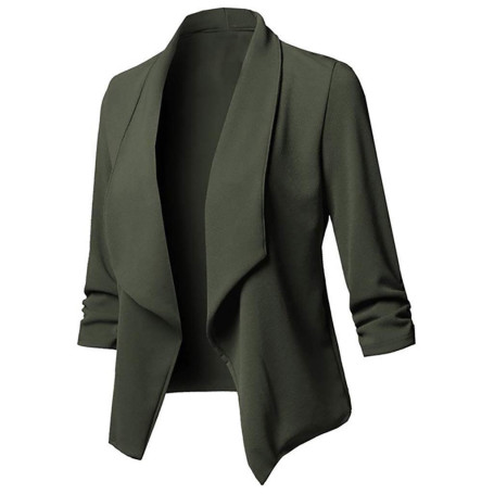 IQYU Blazer Femme Sportif Court : Veste Femme Noir Blazer d'affaires Manches 3/4 Vestes Blazer Grandes Tailles Veste d'été Légèr