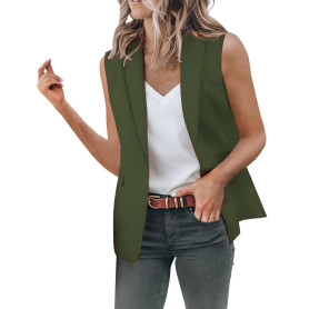 IQYU Veste d'été courte sans manches pour femme - Blazer sans manches pour femme - Sportif et élégant - Couleur unie - Veste de 