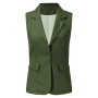 IQYU Veste d'été courte sans manches pour femme - Blazer sans manches pour femme - Sportif et élégant - Couleur unie - Veste de 