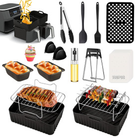 21PCS Accessoires Air Fryer, Accessoires pour Ninja Foodi Dual AF400EU AF300EU SL400EUCP Double Stack XL, Moule Silicone Air Fry