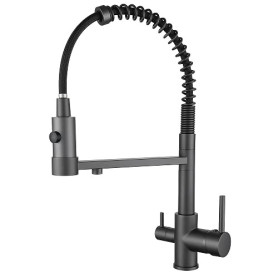 Robinet De Cuisine À 3 Voies Avec Douchette Extractible, Mitigeur De Cuisine Pour Filtre À Eau, 2 En 1 Mitigeur Évier Cuisine Po