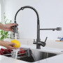 Robinet De Cuisine À 3 Voies Avec Douchette Extractible, Mitigeur De Cuisine Pour Filtre À Eau, 2 En 1 Mitigeur Évier Cuisine Po