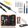 Kit Fer à Souder 80W Professionnel, Température Réglable 180°C-500°C avec écran LCD, Interrupteur ON/OFF, 5 Buses de Soudure, Po