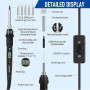 Kit Fer à Souder 80W Professionnel, Température Réglable 180°C-500°C avec écran LCD, Interrupteur ON/OFF, 5 Buses de Soudure, Po