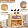 GUUSII HOME Boîte à pain Grande Boîte à pain Cuisine Bois Grosse Conservation du pain 2 étages Boîtes à pain XL 36x24x34cm Meill
