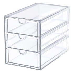 SUMTree Organisateur de Tiroirs Boîte de Rangement en Acrylique - 3 tiroirs | Transparente, Organisateur d'accessoiresde coiffur