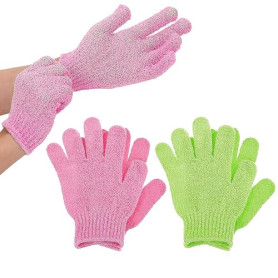 WLLHYF 4PCS Gants Exfoliants Gommage Corps Gant De Douche Exfoliant Double Texture Gants De Bain pour Douche, Spa, Massage Décap