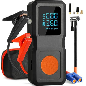Démarreur de batterie de voiture avec compresseur d'air, kit de démarrage portable adapté aux véhicules à essence et diesel de 1
