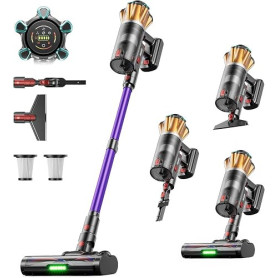 Aspirateur Balai sans Fil 55KPa/650W/70Min, pour Sols Durs/Tapis/Voiture | 1,8L Aspirateur sans Fil Puissant Autoportant, Écran