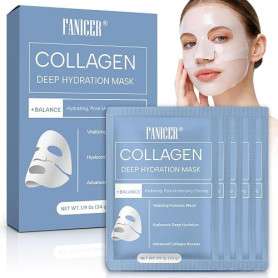 5 Pièces Masque Collagene Visage,Masque Collagene Hydratant et Raffermissant,Hydratant Anti-âge,Amélioration de l'Élasticité Et