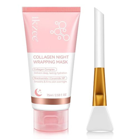 Collagen Night Wrapping Mask, Masque Collagene Visage Peel Off Korean Face Mask pour Améliorer l'élasticité de la peau, l'hydrat