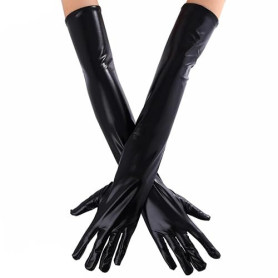 NJCXOLA 1 pièce sexy noir long en cuir verni pour femmes, accessoires élégants et séduisants pour adultes femmes, adaptés pour l