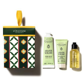 L'OCCITANE - Coffret de Noël Ornement Amande | Huile de Douche, Concentré de Lait Lissant et Crème Mains - Fabriqué en France