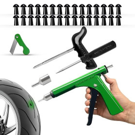GRAND PITSTOP 36 Pcs Tubeless Tire Gun Puncture Repair Kit with Mushroom Plug for Tyre Punctures and Flats on Cars, Motorcycles,